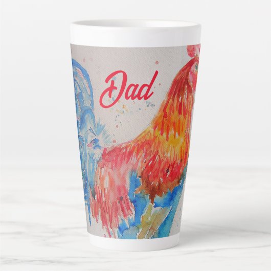 レッドロスターウォーター絵を描カラーの父の日パパ カフェラテマグ (正面)