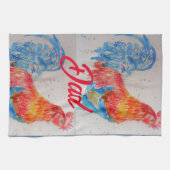 レッドロスターウォーター絵を描カラーの父の日パパ キッチンタオル (横)