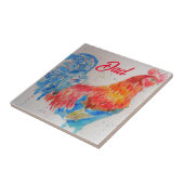 レッドロスターウォーター絵を描カラーの父の日パパ タイル (側面)