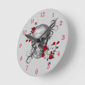 レッドロセススカルウォールクロック ラウンド壁時計 (傾斜)