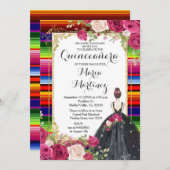 レッドロセスフラワーズキンセニェラ誕生日招待状 招待状 (正面/裏面)