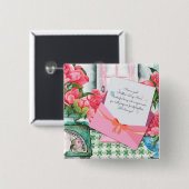 レッドロゼスフローラレター封筒母の日 缶バッジ (正面&裏面)