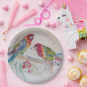 レッドロゼラパロットパターン紙パーティープレート ペーパープレート (パーティー)