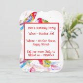 レッドロゼラパロット男の子の誕生日招待状 招待状 (スタンド正面)
