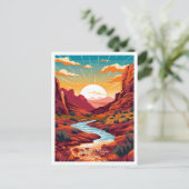 レッドロックキャニオンネバダトラベルヴィンテージイラストレーション ポストカード (スタンド正面)