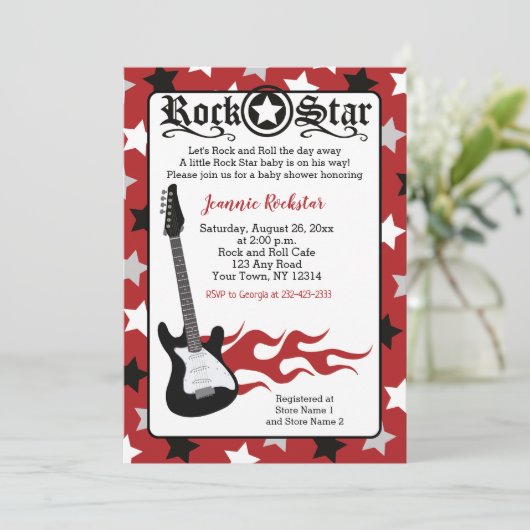 レッドロックスターロックアバイシャワー招待状 招待状 (スタンド正面)