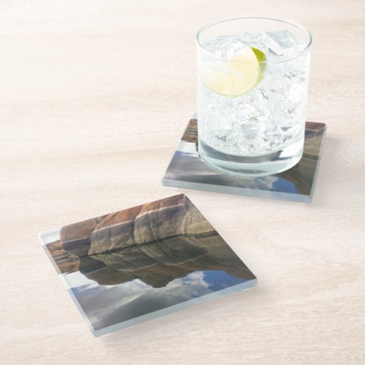 レッドロックリフレクションズ穏やかな湖の水南西 ガラスコースター (アングル)