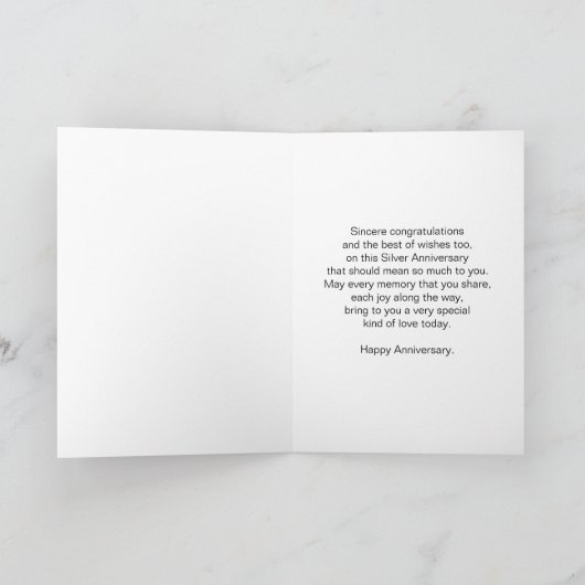 レッドロパーソナライズされたーズ25結婚周年 カード (内部)
