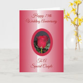 レッドロパーソナライズされたーズ75結婚周年 カード (黄色い花)