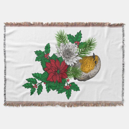 レッドロビンのクリスマスの装飾 スローブランケット (正面)