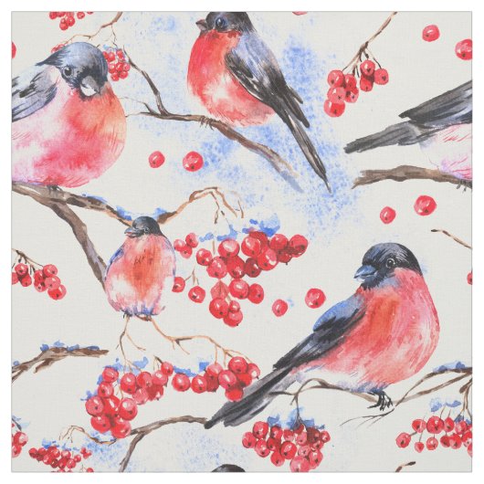 レッドロビンの鳥のパターン ファブリック (見本)