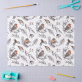 レッドロビンウォーターカラーボタニカルクリスマスホリデー 薄葉紙 (クラフト)