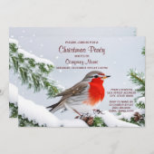 レッドロビンクリスマスパーティーホリデー招待状 招待状 (正面/裏面)