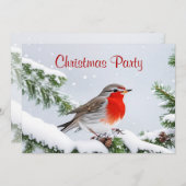 レッドロビンクリスマスパーティーホリデー招待状 招待状 (正面/裏面)
