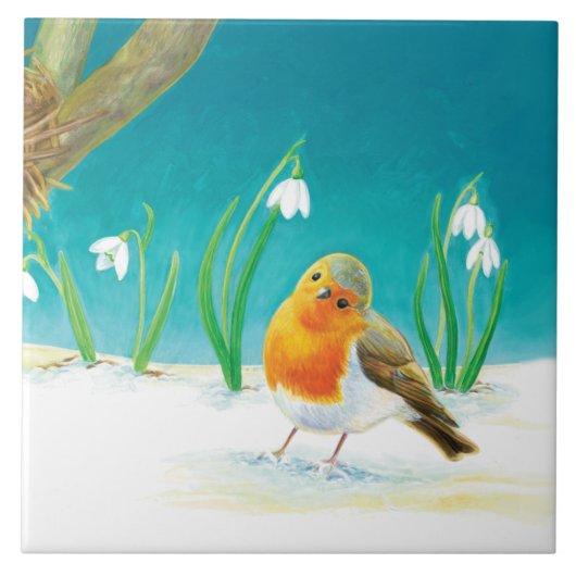 レッドロビンバードイラストレーション タイル (正面)