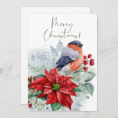 レッドロビンバードウォーター色の冬のクリスマス シーズンカード (正面/裏面)