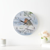 レッドロビンバード冬のクリスマス ラージ壁時計 (ホーム)