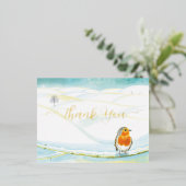 レッドロビンバード&ウィンターイラストレーション有難 箔シーズンポストカード (立ち正面)