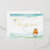 レッドロビンバード&ウィンターイラストレーション有難 箔シーズンポストカード (正面/裏面)