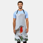 レッドロビンホリデークリスマスエプロン エプロン (着用した状態)