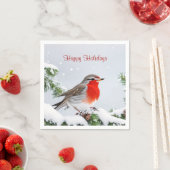 レッドロビンホリデークリスマスペーパーナプキン スタンダードカクテルナプキン (インサイチュ)