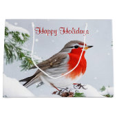 レッドロビンホリデークリスマス抱き枕 ラージペーパーバッグ (正面)