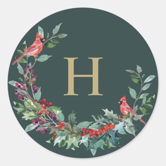 レッドロビンホリデーリースモノグラムステッカー ラウンドシール (正面)