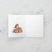 レッドロビンホリーママ誕生日折り畳みグリーティングカード カード (内部)