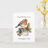 レッドロビンホリーママ誕生日折り畳みグリーティングカード カード (黄色い花)