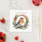 レッドロビンホリーリースクリスマス スタンダードカクテルナプキン (インサイチュ)