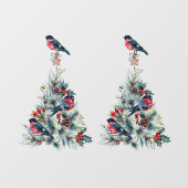 レッドロビン付きクリスマスティー ウィンドウサイン (シート)