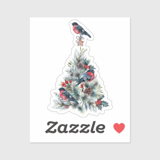 レッドロビン付きクリスマスティー シール (シート)