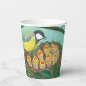 レッドロビン素晴らし、ティットとベビーの鳥の春 紙コップ (裏面)