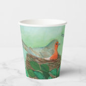レッドロビン素晴らし、ティットとベビーの鳥の春 紙コップ (正面)
