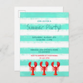 レッドロブスターグリーンホワイトサマーパーティの招待状 ポストカード (正面/裏面)