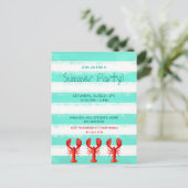 レッドロブスターグリーンホワイトサマーパーティの招待状 ポストカード (スタンド正面)