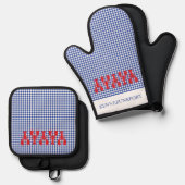 レッドロブスターコースタルタウンNAMEチェックメインおもしろい 鍋つかみ&鍋敷きセット (正面/裏面)