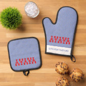 レッドロブスターコースタルタウンNAMEチェックメインおもしろい 鍋つかみ&鍋敷きセット (トップダウン)