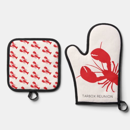 レッドロブスターコースタルファミリー懇親会ネームメインおもしろい 鍋つかみ&鍋敷きセット (正面)