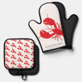 レッドロブスターコースタルファミリー懇親会ネームメインおもしろい 鍋つかみ&鍋敷きセット (正面/裏面)