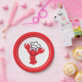 レッドロブスターシェフハットキュートカートカートゥーンイラストレーション ペーパープレート (パーティー)