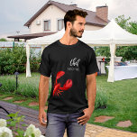 レッドロブスターシェフ名 Tシャツ<br><div class="desc">航海の夏と海のテーマ。赤いロブスターと文字:赤手文字のスタイルモダンスクリプトを持つシェフ。テンプレート</div>