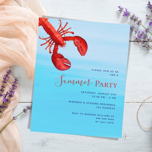 レッドロブスターシーバジェットサマーパーティの招待状