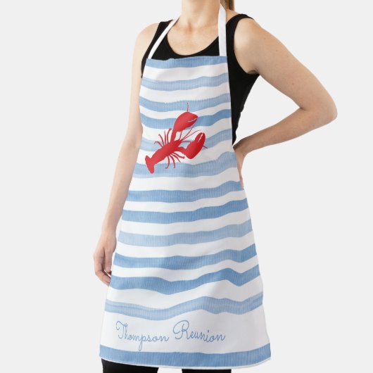 レッドロブスターストライプウォーターカラーファミリー懇親会文字 エプロン (インサイチュ)