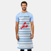 レッドロブスターストライプウォーターカラーファミリー懇親会文字 エプロン (着用した状態)