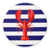 レッドロブスターネイビーブルー白ストライプ色 セラミックノブ (正面)