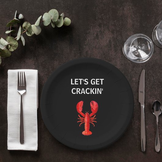 レッドロブスターパーティー引用文ブラック ペーパープレート
