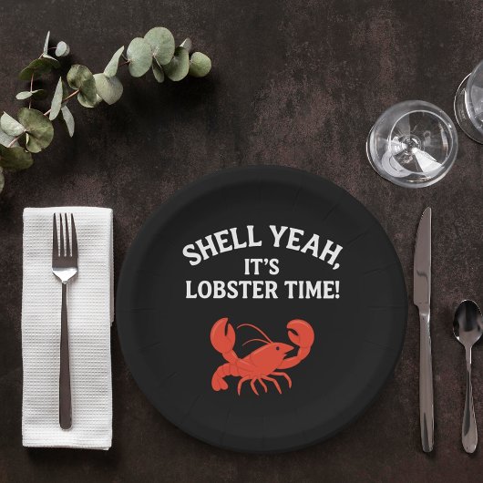 レッドロブスターパーティー引用文レトロブラック ペーパープレート