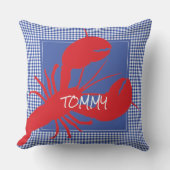 レッドロブスターブルーギンガム名コースタルデコール クッション (正面)