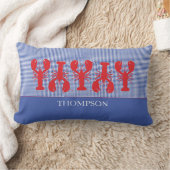レッドロブスターブルーホワイトカスタム文字名門私立校風の ランバークッション (ブランケット)